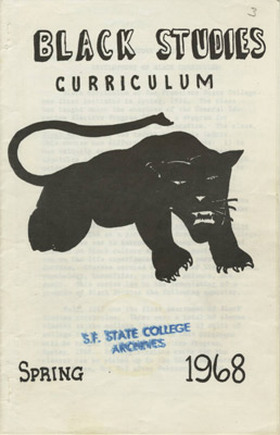 Black Studies Curriculum booklet from spring 1968, featuring a black panther
