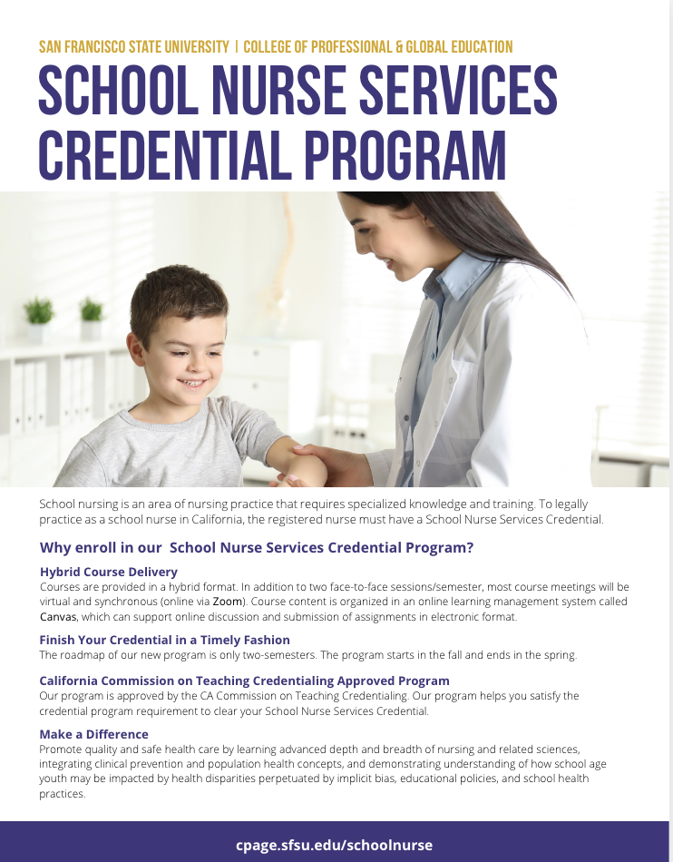 School Nurse Services Credential Program Brochure Cover