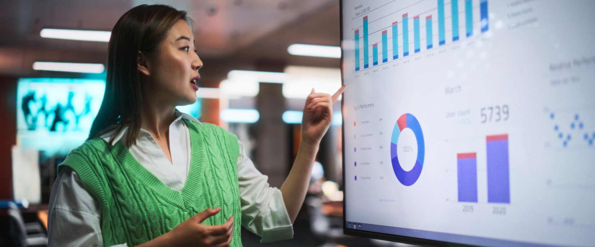 Woman presenting business analytics