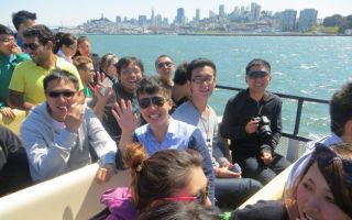 International students on a Bay Cruise