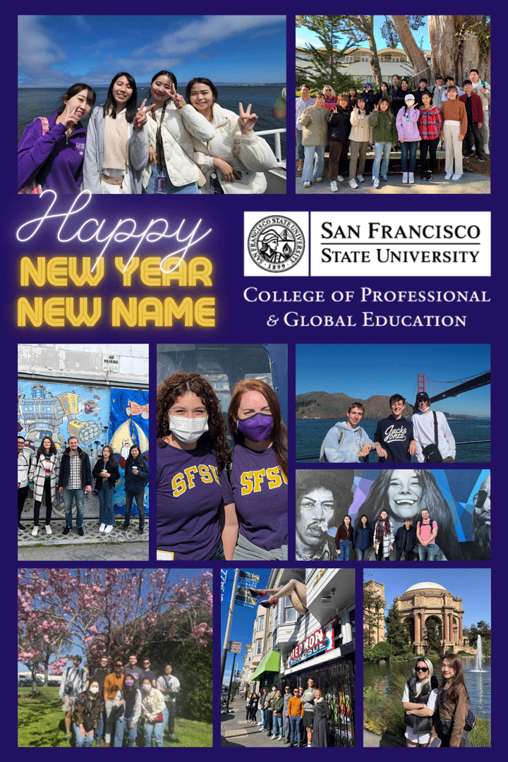 Happy New Year, New Name! Collage of student photos from 2022.