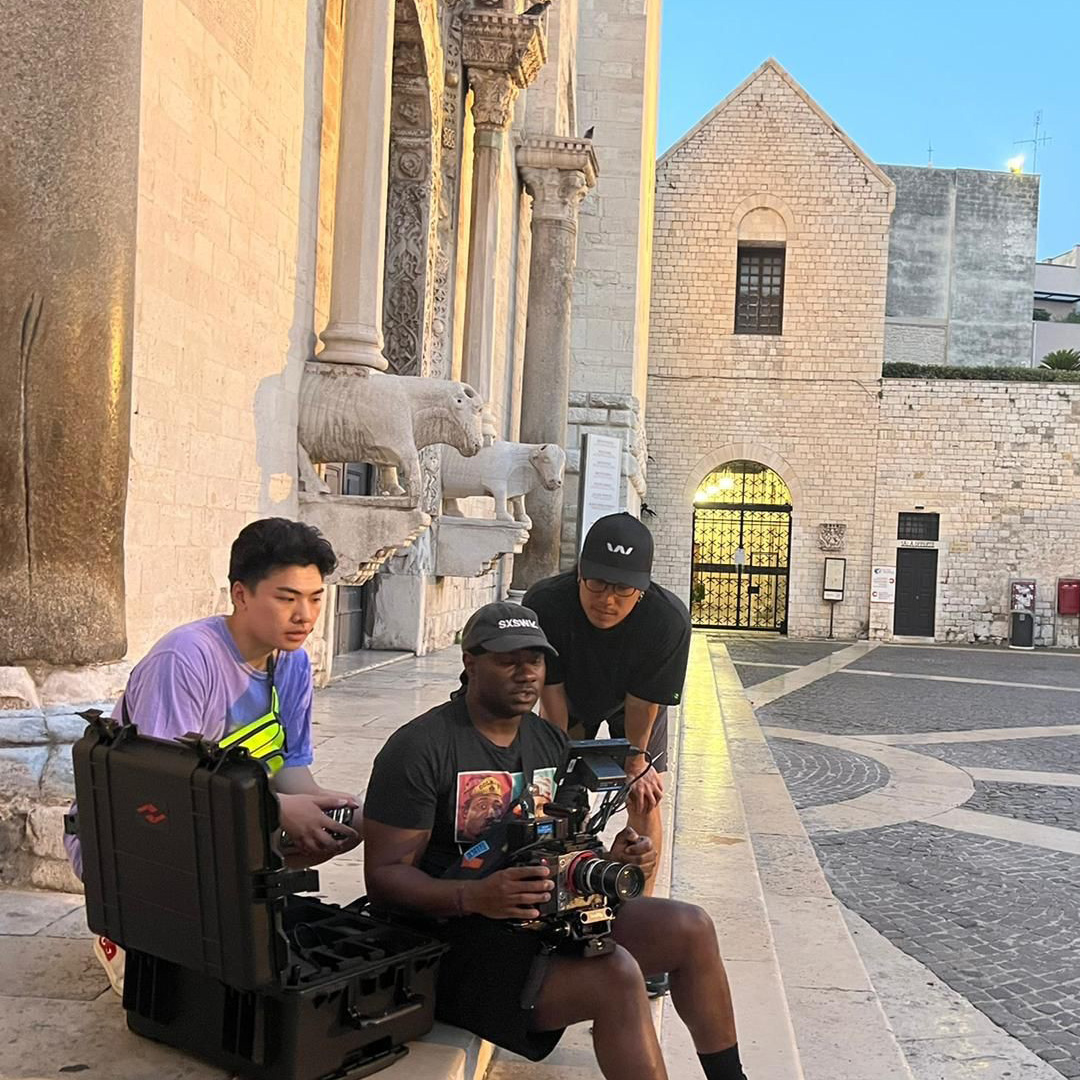 Students learning to film in Bari, Italy