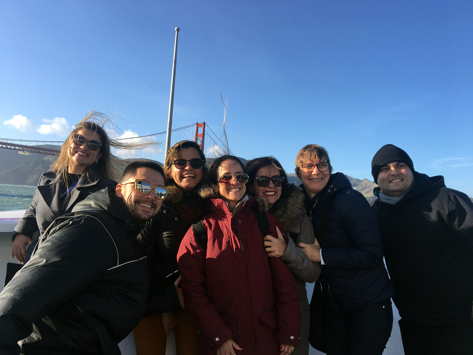 International students on a bay cruise