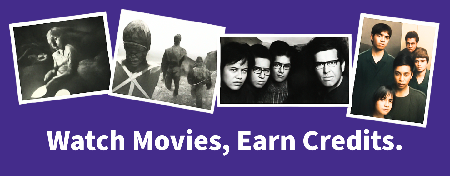 Watch movies, earn credits. Movie stills.
