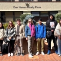 International students in the Don Nasser Family Plaza on campus
