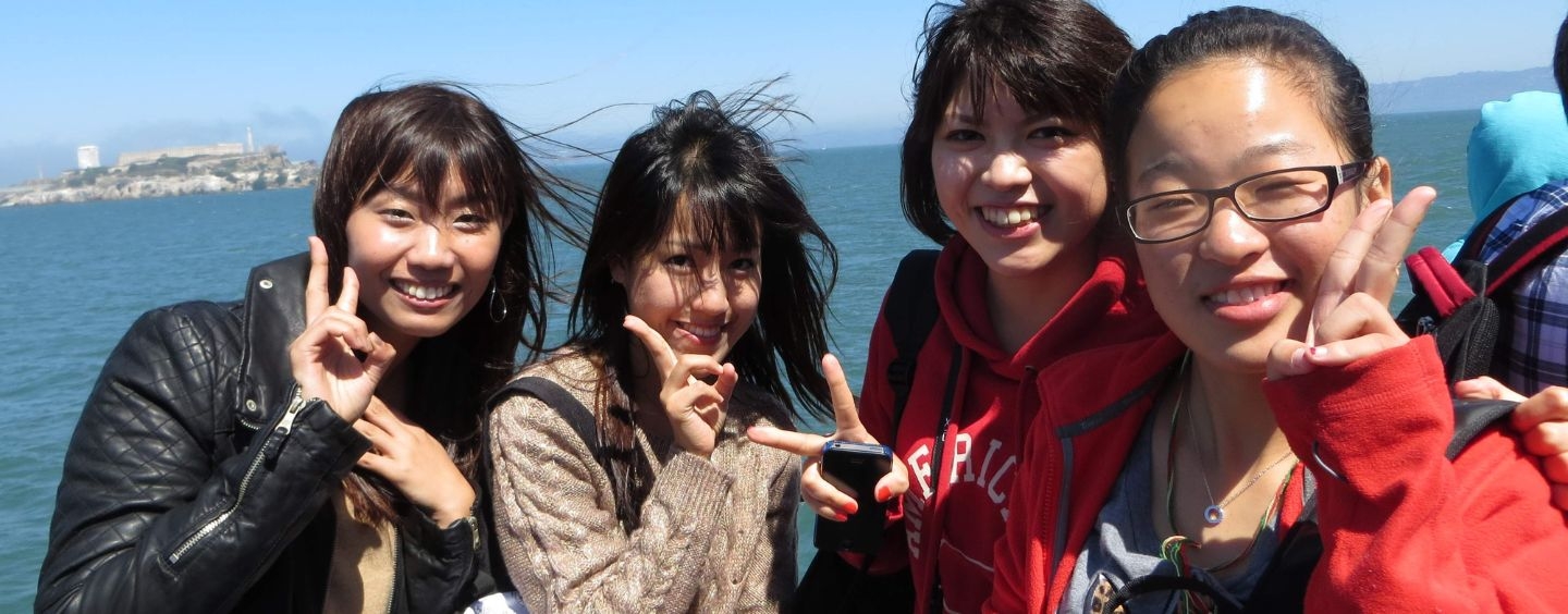 International students enjoying Summer in San Francisco on a bay cruise
