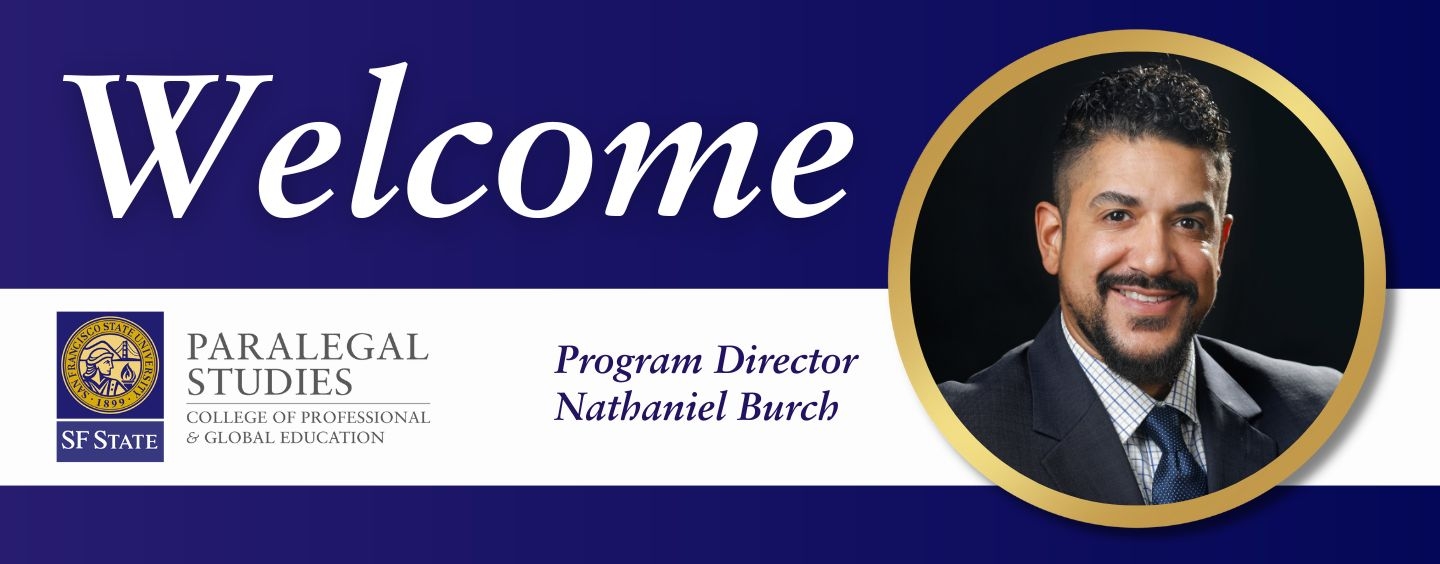 Welcome - Paralegal Studies program Director Nathaniel Burch