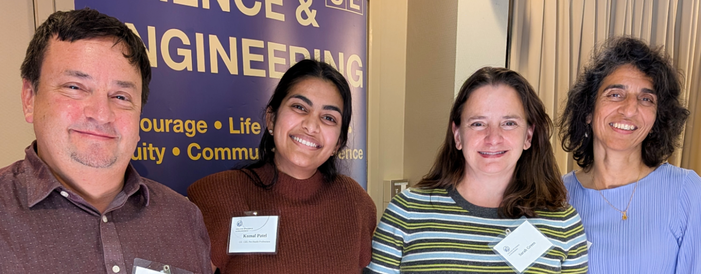 2026 Pre-Health scholarship recipient Komal with Green/Sartori family and program director Deepika Ahuja