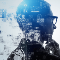 Man thinking about AI
