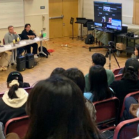 International Student Journey panel event in a lecture hall
