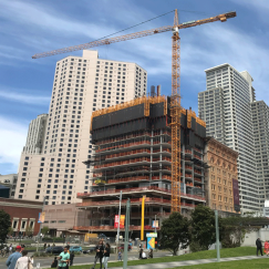 A building site with a crane in downtown San Francisco 