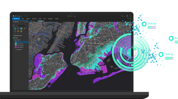 ArcGIS software on a laptop screen